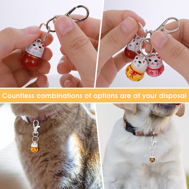 Cobee Pet Collar Bells, 6pcs Colorful Lucky Cat Collar Bells for Kittens Trainning Loud Bells with Breakaway Buckle for Cat Necklace Pendant Cat Collar Bells for Lucky with Key Rings - PawsPlanet Australia