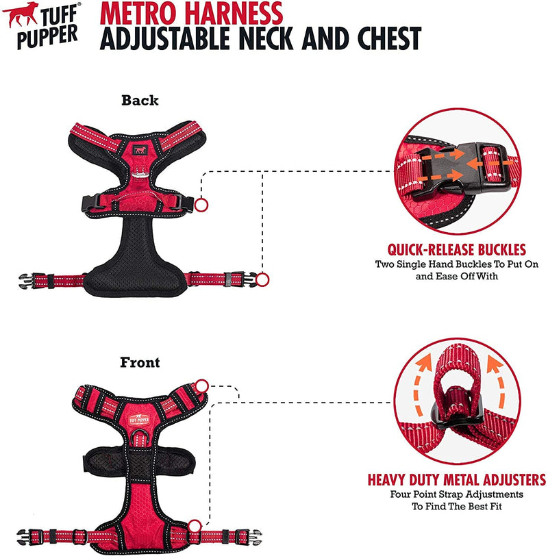 Upgraded for 2022 - Metro No Pull Dog Harness | Reflective Dog Harness | Front/Back Leash Clips | Safety Handle | Padded Training Dog Harness for Comfort | Adjustable Small Medium Extra Large Dogs Small (Neck: 12-17" , Chest: 15-19") Epic Black - PawsPlanet Australia