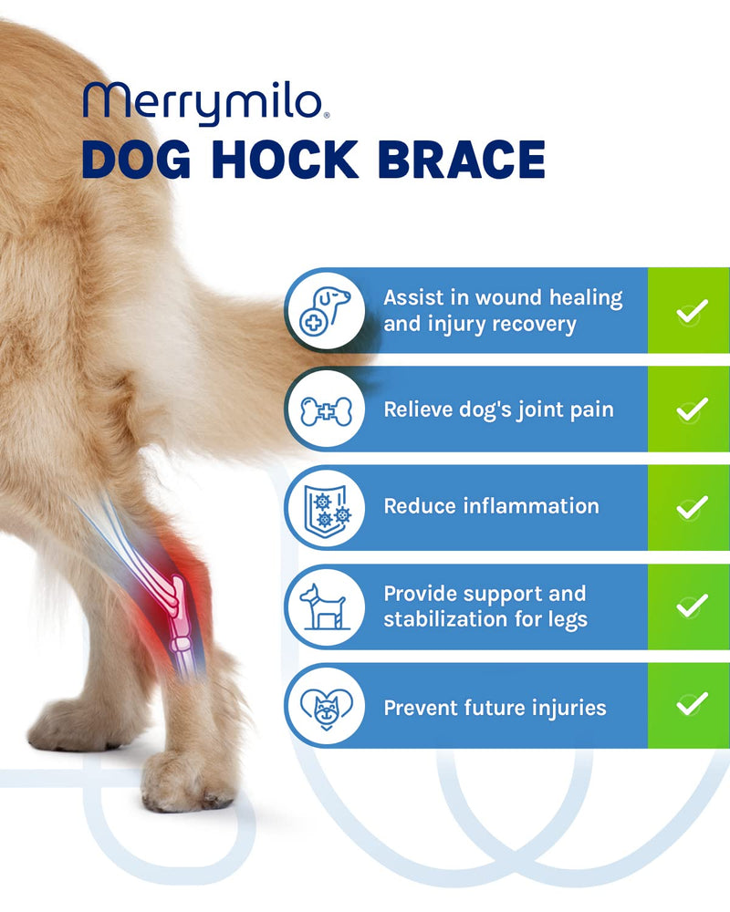 MerryMilo Dog Leg Brace for Rear Hock & Ankle, Canine Hind Leg Joint Compression Wrap for Torn ACL & CCL, Injury and Sprain Protection, Wound Care and Loss of Stability from Arthritis 1 Pair (Size: M) Medium - PawsPlanet Australia