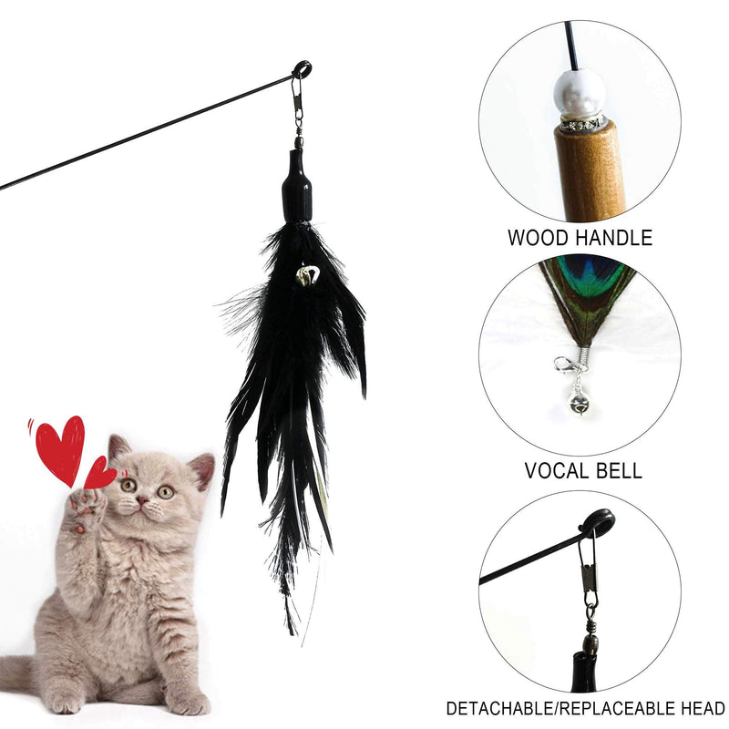 RUOXiAO Cat Toys for Interactive Feather Toys-Cat Wand Teaser Toys with 2 Tiny Fingers for Kitty and Small Pets. Feather Toy Kit - PawsPlanet Australia