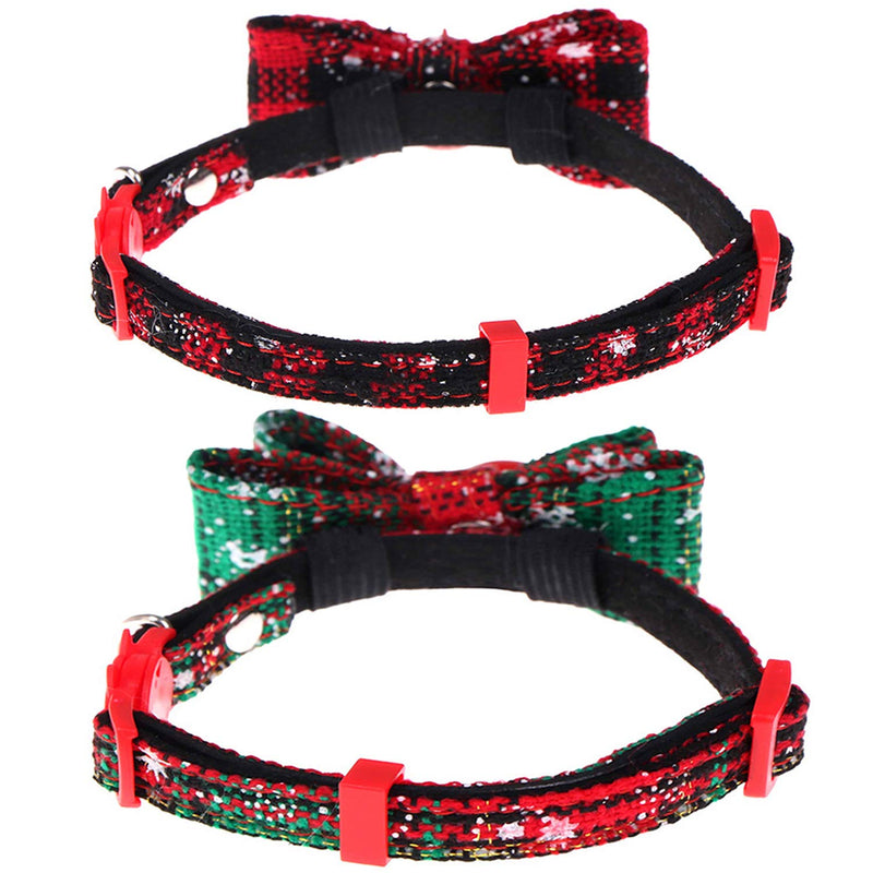 Olgaa 2 Packs Christmas Pet Bow Tie Collar Cat Dog Bow Ties Small Pet Collars Safety Adjustable Buckle Bow Tie with Bell for Pet Dog Cat Gift - PawsPlanet Australia