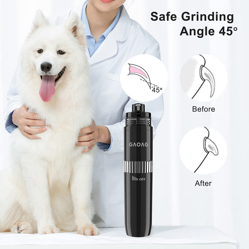 GAOAG Dog Nail Grinder with Vaccum Cleaner,Stepless Speeds Professional Pet Nail File,10h Working Time Electric Dog Nail Trimmer,Rechargeable Quiet Pet Nail Clippers for Small Medium Large Dog & Cat Black - PawsPlanet Australia