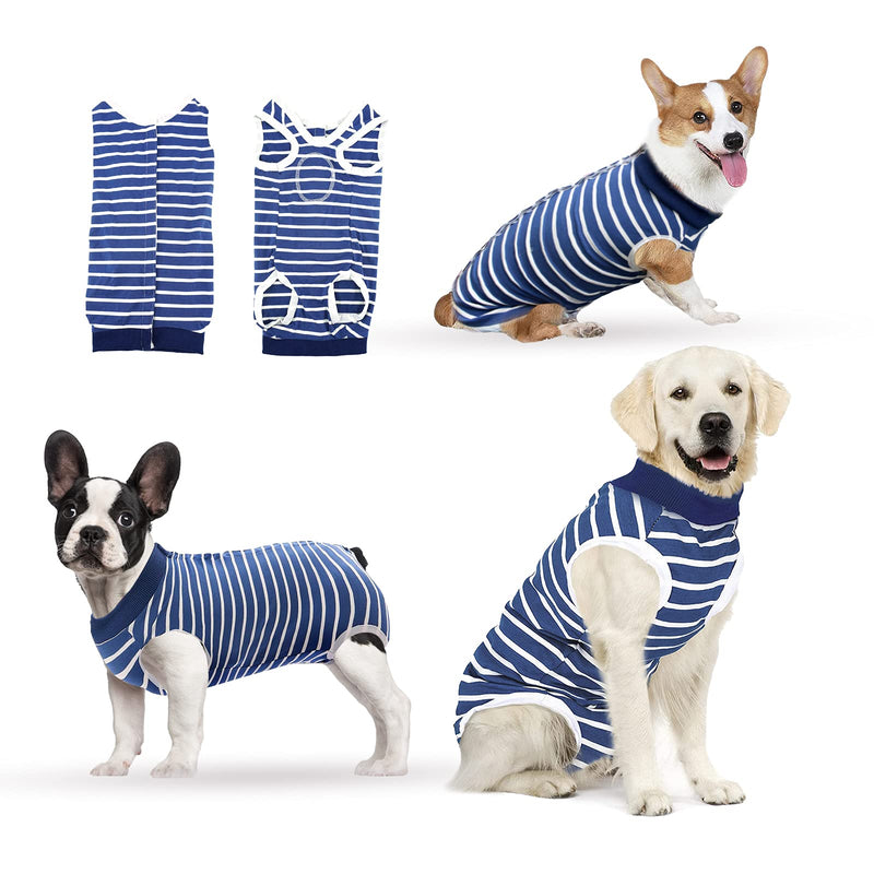 Dog Recovery Suit (XXXL, blue stripes) XXXL - PawsPlanet Australia