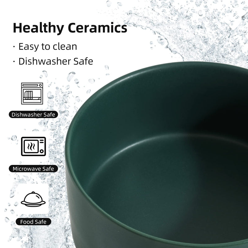 Havniva Raised Non-Slip Ceramics Dog Bowl for Medium and Large Dog Adjustable Height Dog Bowl Dog Food Bowl Dog Dish Cat Water Bowl Protect Cervical Spine 6inch Bowl - Green - PawsPlanet Australia