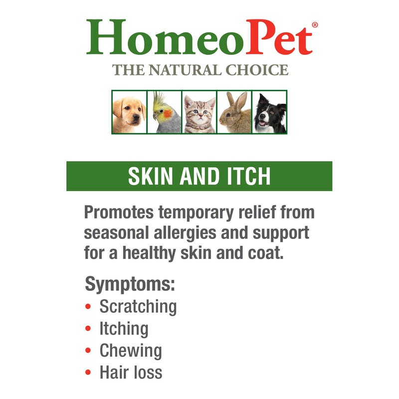 HomeoPet Skin and Itch - 100% Natural Pet Medicine. For healthy skin & coat, seasonal and year-round allergies. For pets of all ages. 15ml/up to 90 doses per bottle 1 15 ml - PawsPlanet Australia