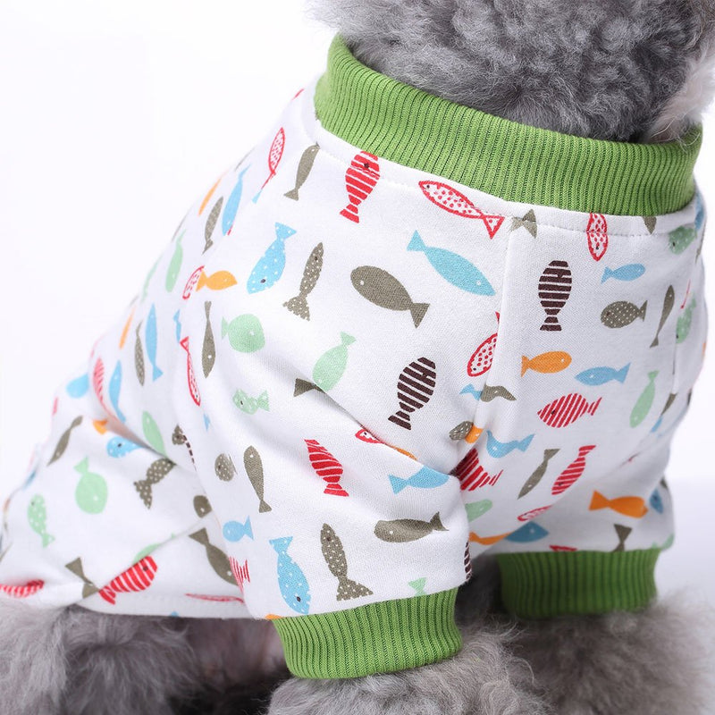 Amakunft 2-Pack Dog Clothes Dogs Cats Onesie Soft Dog Pajamas Cotton Puppy Rompers Pet Jumpsuits Cozy Bodysuits for Small Dogs and Cats XS Duck & Fish - PawsPlanet Australia