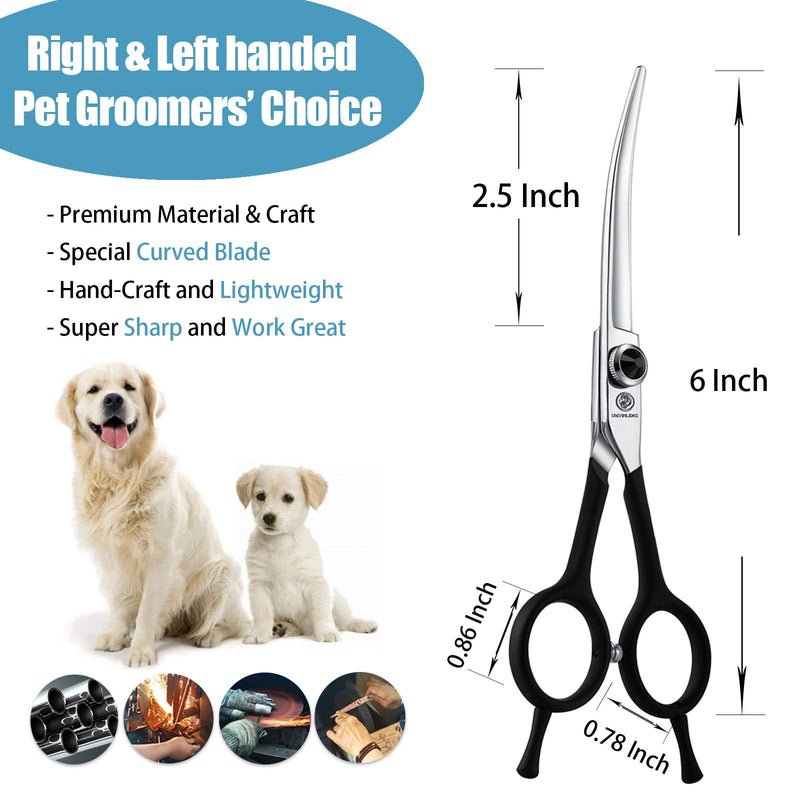 Upward Curved Dog Grooming Scissors Dog Scissors Shears for Grooming Face and Paws Safety Dog Grooming Shears Trimming Cutting Scissors for Dog Cat Pet Grooming 6 Inch 6 Inches Curved - PawsPlanet Australia