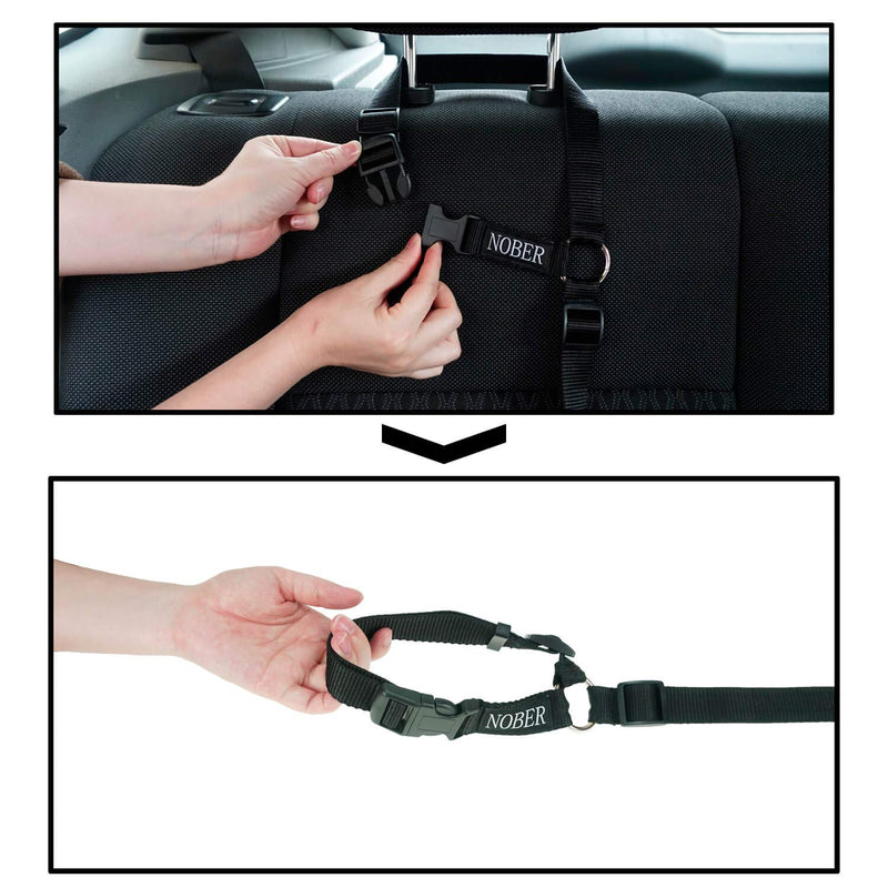 [Australia] - NOBER Car Headrest Restraint Leashes for Dog 2 Pack Black 