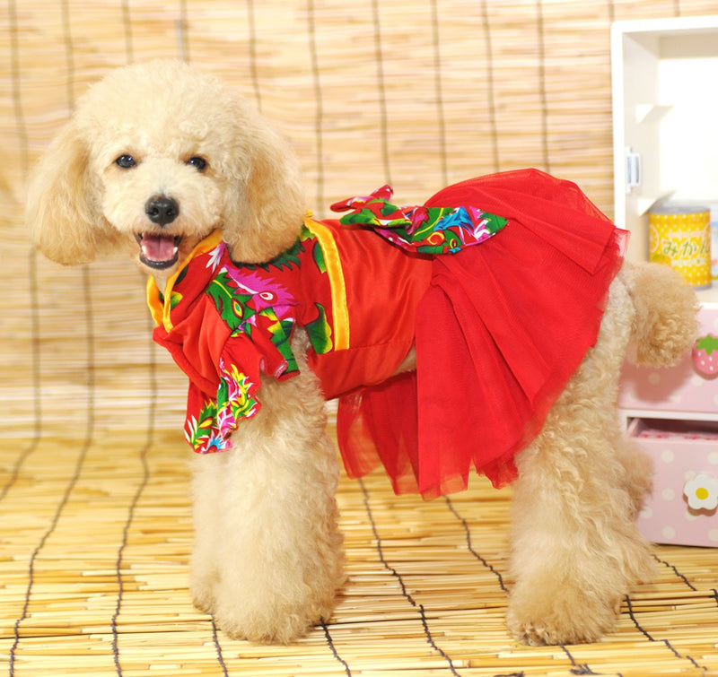 [Australia] - SMALLLEE_LUCKY_STORE Pet Chinese Traditional Wedding Dress X-Small 