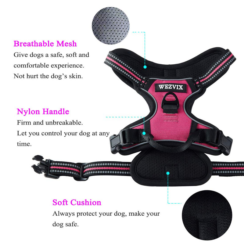 [Australia] - WEZVIX Dog Harness and Leash Set, Pet Harness with Leash Adjustable Outdoor Pet Vest Set Reflective Oxford Material Vest Harness for Small Medium Large Dogs Easy to Control Rose Red 