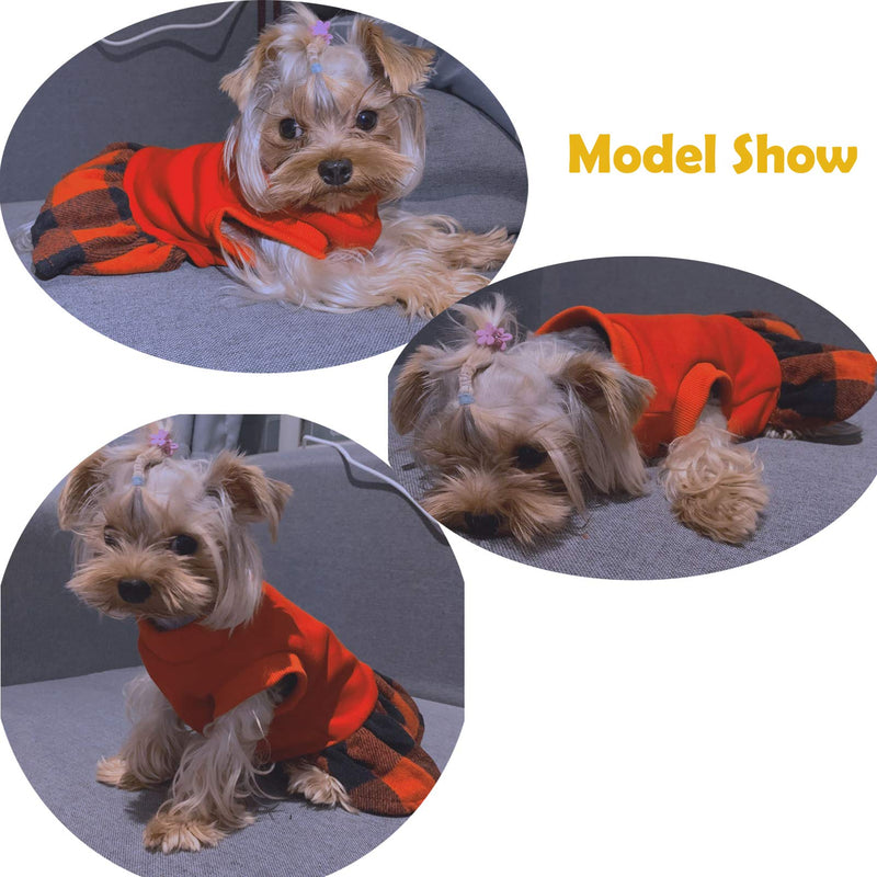 [Australia] - ZIFEIPET Plaid Dog Dress Hoodie Sweatshirt Pet Sweater Cloth Cute Red Warm Fleece Hoodie for Cats Small to Medium Dogs S 