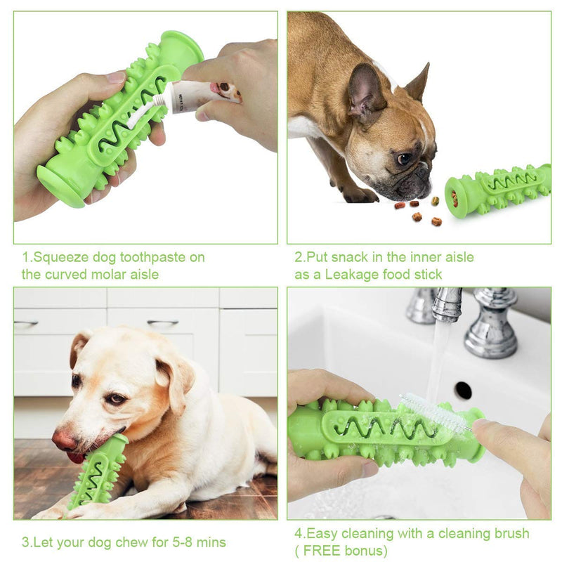 Dog Chew Toy, GLOMI Indestructible Puppy Chew Toys Dog Toothbrush Stick Natural Rubber Dental Care Dog Teeth Cleaning Toy for Small Medium Aggressive Chewer Green - PawsPlanet Australia
