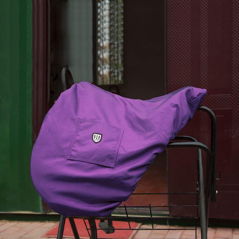 Harrison Howard Premium Waterproof/Breathable Fleece-Lined Saddle Cover Fuchsia Pink Dressage-One Size - PawsPlanet Australia