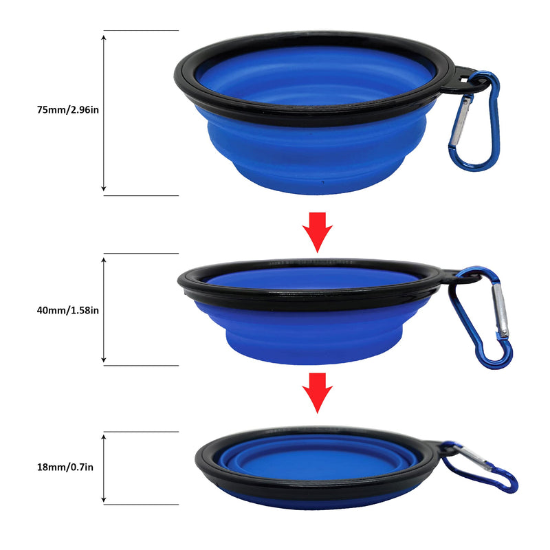 ARTISTRY® 2 Pack Collapsible Dog Bowl |Portable Travel Dog Bowl for Small Pet Dog Cat |Silicone Collapsable Dogs Drinking Bowl for Food Water Feeding with Metal Hook |Foldable Dog Bowl(Blue & Green) Blue & Green - PawsPlanet Australia