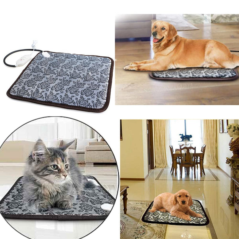 Hongyun Pet Electric Heating Pad for Cat and Dog Indoor Warming Waterproof Heated Mat with Chew Resistant Cord(17.7" x17.7) - PawsPlanet Australia