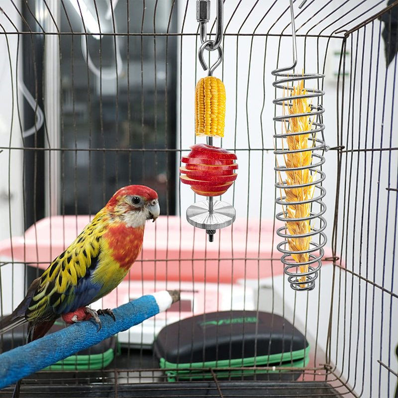 EBaokuup Bird Parrot Feeding Dish Cups with Wooden Platform, 4 Pieces Bird Food Holder Stainless Steel Vegetable Fruit Feeder for Small Animals Parakeet Cockatiels Lovebirds Budgie - PawsPlanet Australia