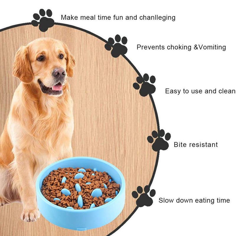 [Australia] - Pet Bowl, Environmentally Friendly Materials Feeder Dog Cat Bowl Slow Feeder(Blue) 