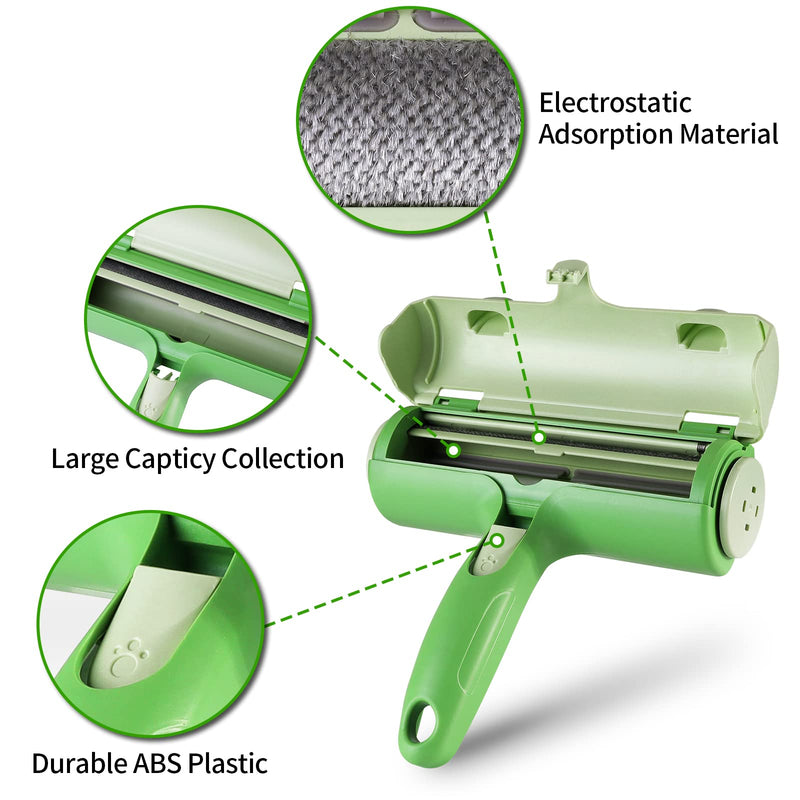 Pleasantsong Pet Hair Remover, Reusable Dog and Cat Hair Remover Brush, Easy to Clean Lint Roller Pet Fur, for Clothes, Bedding, Carpet, Furniture, Sofa Green - PawsPlanet Australia