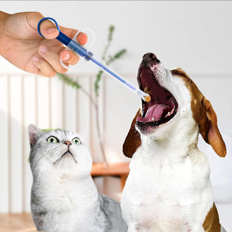 Pack of 4 Dog Tablet Syringe, Pet Medicine Dispenser, Medicine Feeder, Pet Dog Cat Push Dispenser, Reusable Tablet Feeding Tool, for Cats Dogs (Red, Blue) - PawsPlanet Australia