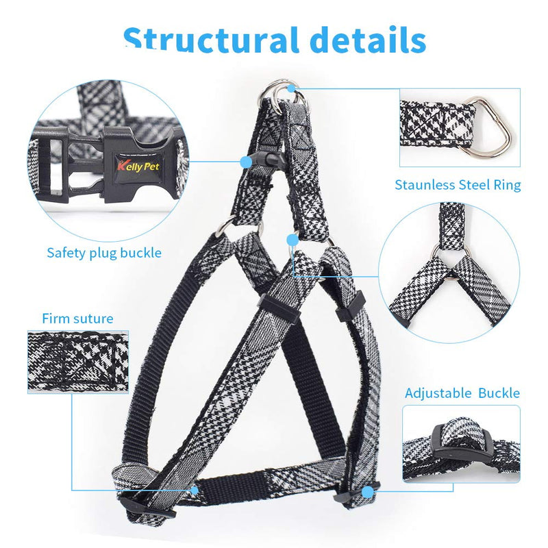 [Australia] - KLCW Leash and Collar for Small Dogs, Harness for Medium Dogs, Harness and Leash Set S Gray stripes 