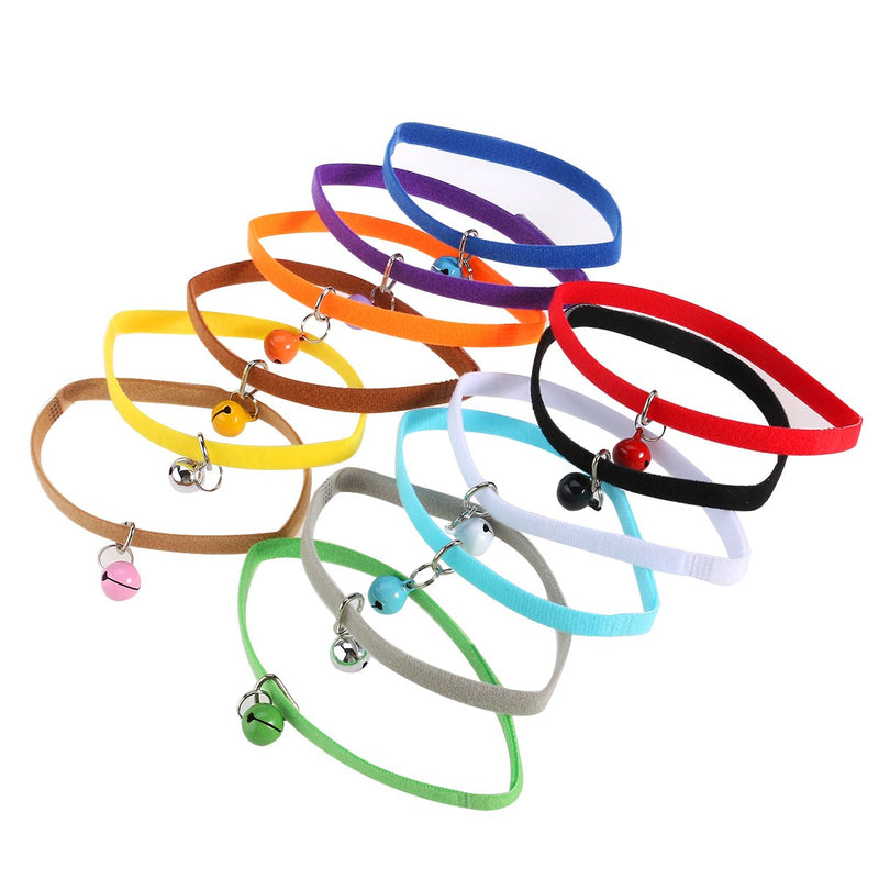 [Australia] - UEETEK 12pcs Double Side Soft Plush Puppy ID Bands Collars,Adjustable Pet Dog Cat ID Collars with Bells 13.8"/35cm*1cm 12 colors 