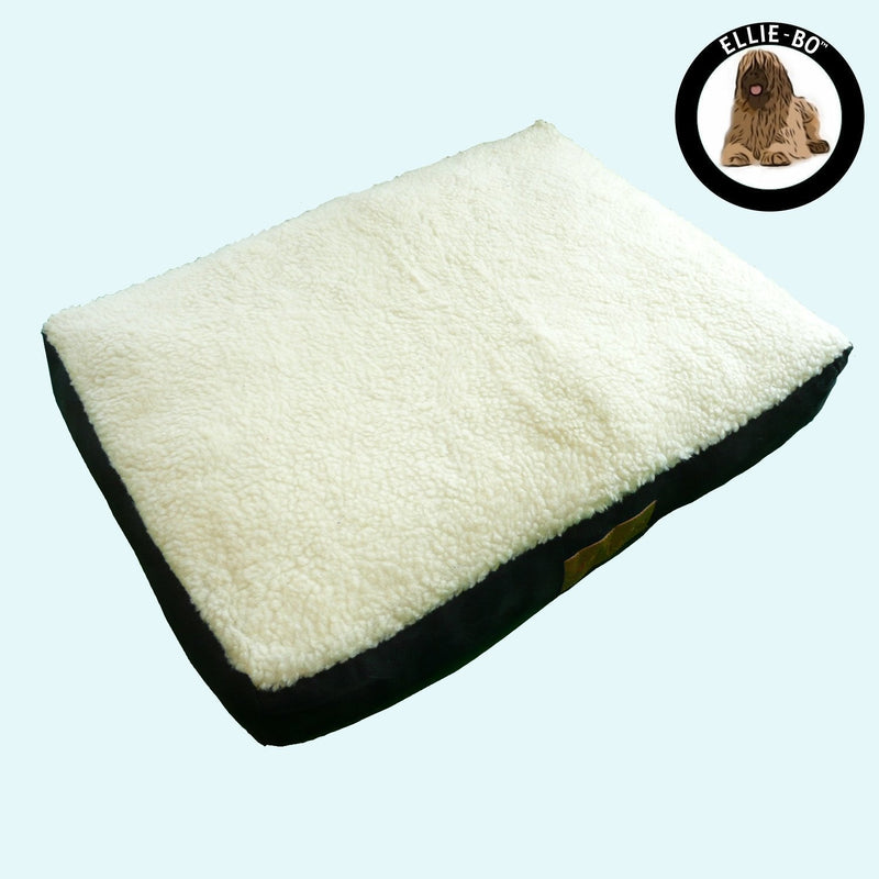 Ellie-Bo 152 x 100 x 10 cms Jumbo Replacement Faux Suede And Sheepskin Topping Dog Bed Cover in Black and White - PawsPlanet Australia