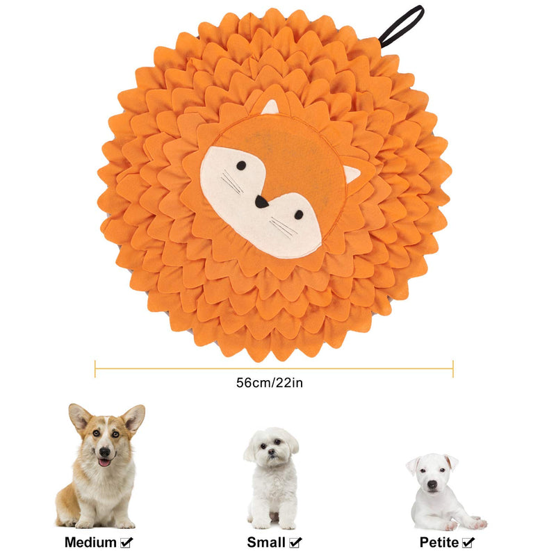 Dog Snuffle Mat Pet Slow Feeding Mat Small Dog, Dog Interactive Game Puzzle Toys Smell Foraging Skill Training for Dogs Cats 55cm Fox - PawsPlanet Australia