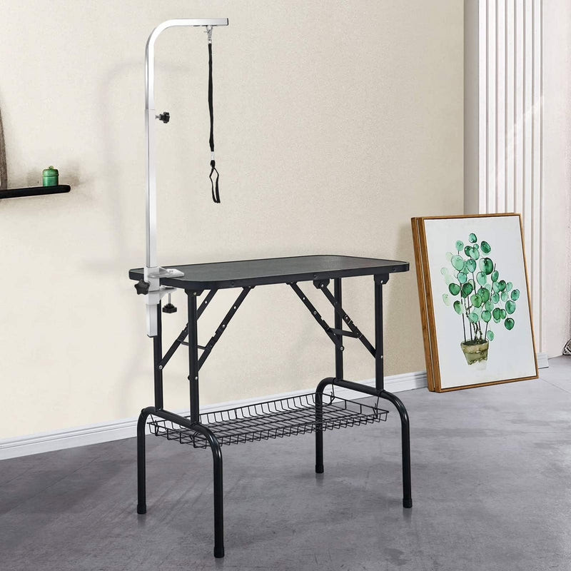 BALLSHOP Grooming Arm Foldable Pet Grooming Table Adjustable Pet Dog Grooming Bath with Powder Coated Steel Frame Foldable Legs Noose Arm Table Capacity Up to 100KG - PawsPlanet Australia