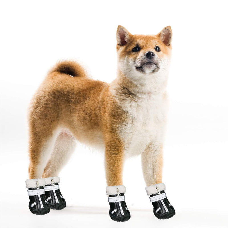 [Australia] - payanwin Dog Boots Paw Protector, Anti-Slip Dog Shoes,Dog Boots Shoes Winter Warm Skidproof Sneakers, for Small Dog #1 Black 