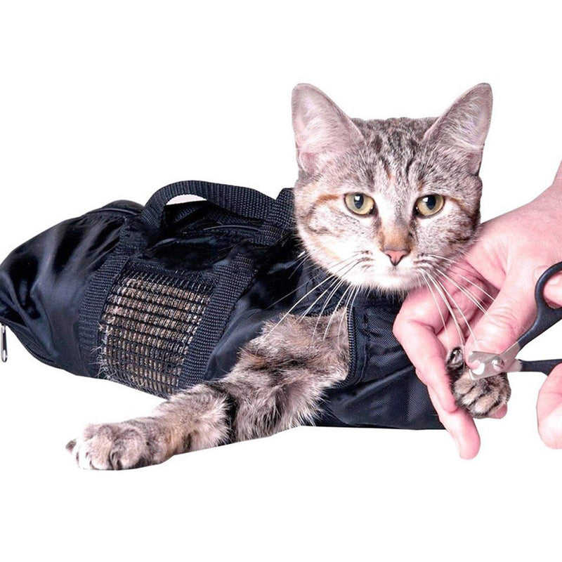 Nicoone Cat Grooming Bag, Pet Cat Carrier Bag Restraint Bag for Bathing Washing Nail Trimming Anti Bite 420D PU Cloth Bag, Black - PawsPlanet Australia