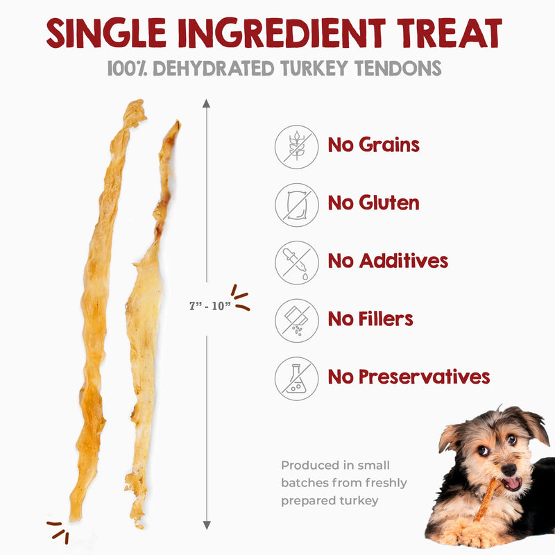 Riley's Turkey Tendons for Dogs Made in The USA & Sourced in The USA - Single Ingredient Dog Treats for Small Dogs, Medium Dogs, & Large Dogs - All Natural Turkey Tendon Chews for Dogs - 4 oz - PawsPlanet Australia