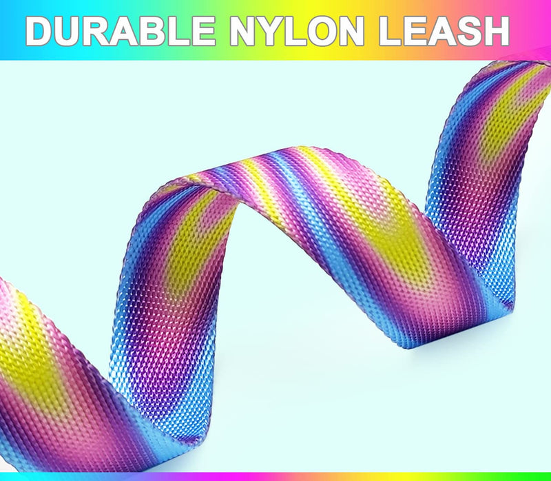 JDIDNEID Durable Nylon Dog Leash, 6FT Tie dye Dog Leash with Heavy Duty Holographic Laser Hardware Comfortable Padded Handle Leash for Small Medium Large and Ex-Large Dogs S: 6ft x 3/5" pink purple - PawsPlanet Australia