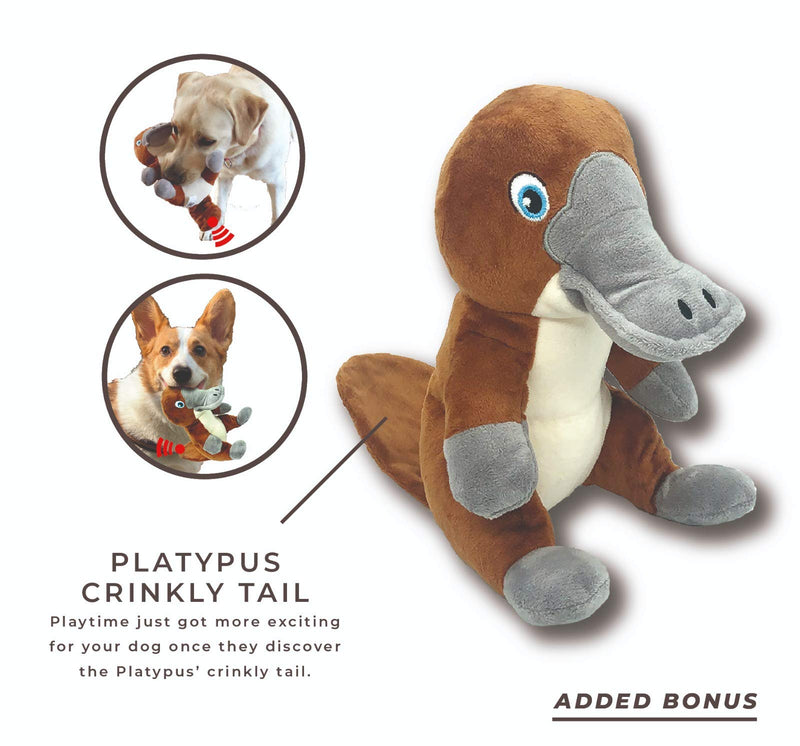 Chewy Chums The Outback Friends Squeaky & Crinkly Plush Dog Chew Toys for Small, Medium & Large Dogs, Puppy Training, Teeth & Gum Health, Boredom - Koala, Kangaroo & Platypus - Set of 3 - PawsPlanet Australia
