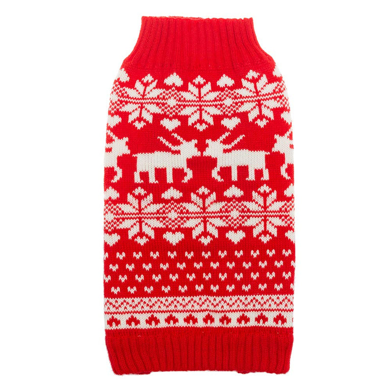 BINGPET Classic Dog Jumpers Red Pet Sweater with Cute Reindeer for Puppy Small S - PawsPlanet Australia