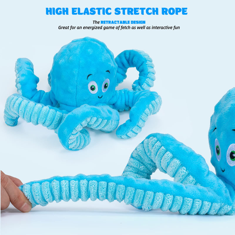 Pubialo Dog Toy for Large Dogs, Cute Squeaky Dog Toy with Crackling Paper Filled Plush Dog Toy for Puppies, Small and Large Dogs (Blue, Octopus) Blue - PawsPlanet Australia