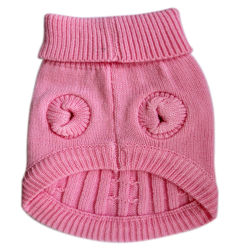 Tangpan Turtleneck Classic Straw-Rope Pet Dog Sweater Apparel XS Pink - PawsPlanet Australia