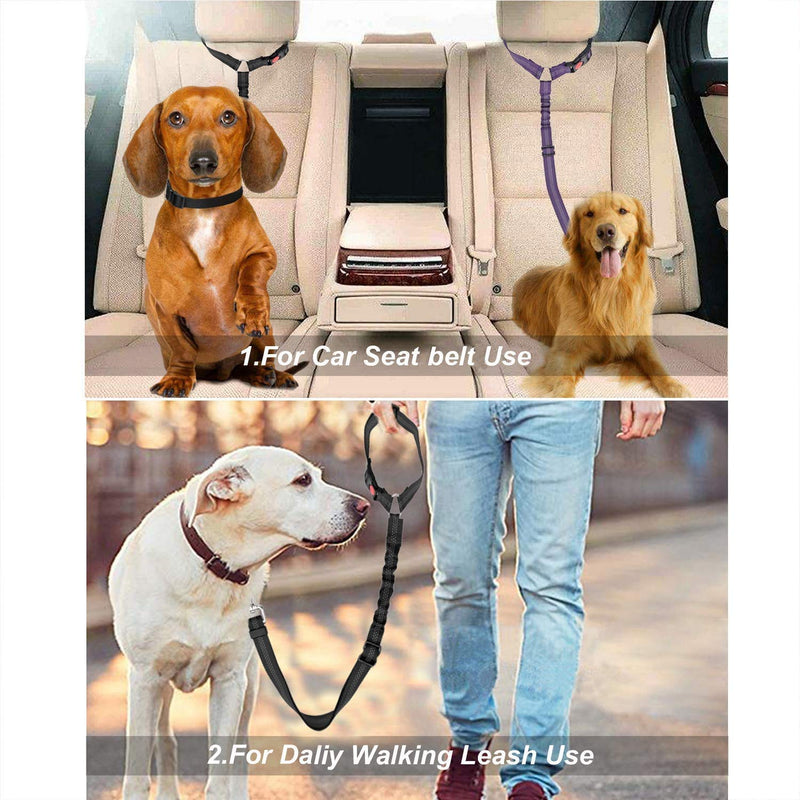 Kelivi Dog Car Seat Belt, 2 Pack Adjustable Headrest Pet Dog Seat Belt for Car Restraint Puppy Clip Lead Safety Belt with Elastic Bungee & Reflective Stripe to Dog Vehicle Harness Collar - PawsPlanet Australia