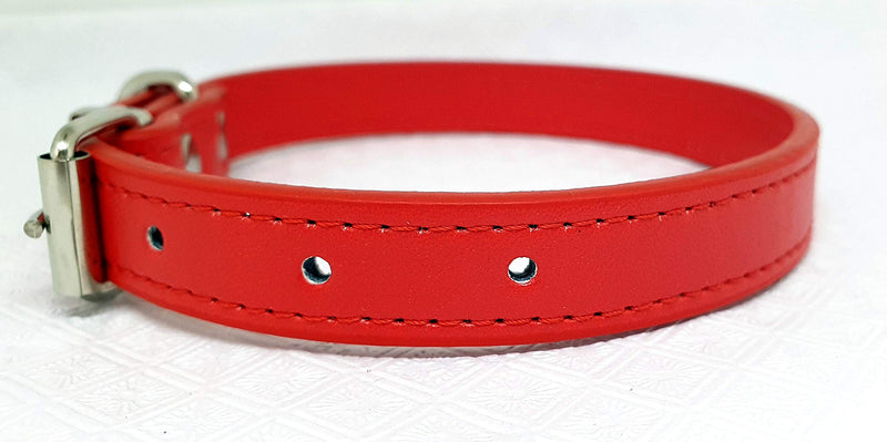 Durable Light Weight Soft Leather Collar For Medium Dogs Cats Pets, Length - 40 cm (15.7') (Red) Red - PawsPlanet Australia