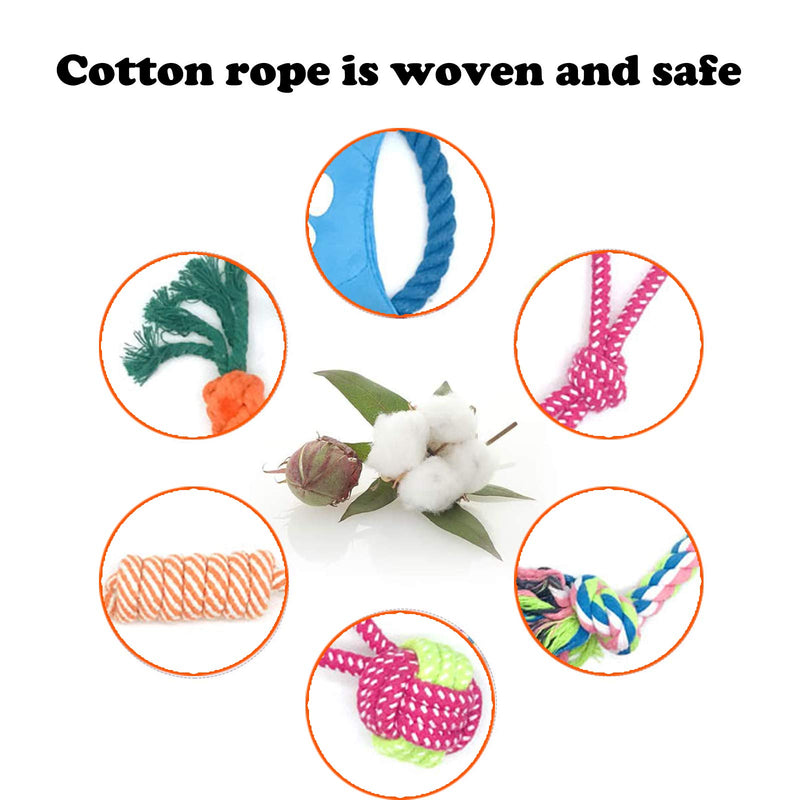 WDEC 8 PCS Dog Rope Toys, Dog Chew Toys, Cotton Knot, Tough and Durable, Interactive Toy, Dental Health, Teeth Cleaning, Teething Training, Puppy Pet Braided Rope Toys Set, Gift for Dogs - PawsPlanet Australia