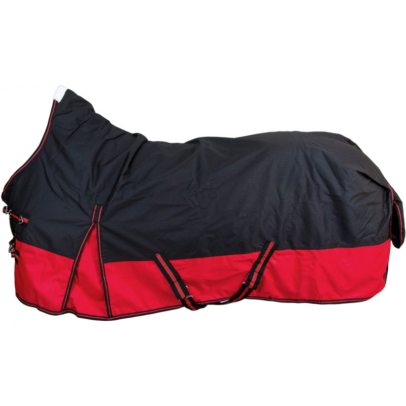 RL24 - Pasture blanket winter blanket high neck 600D BASICLINE with nylon lining, polar fleece lining or filling in 100g, 200g, 300g black/red 125cm (polar fleece lining) - PawsPlanet Australia