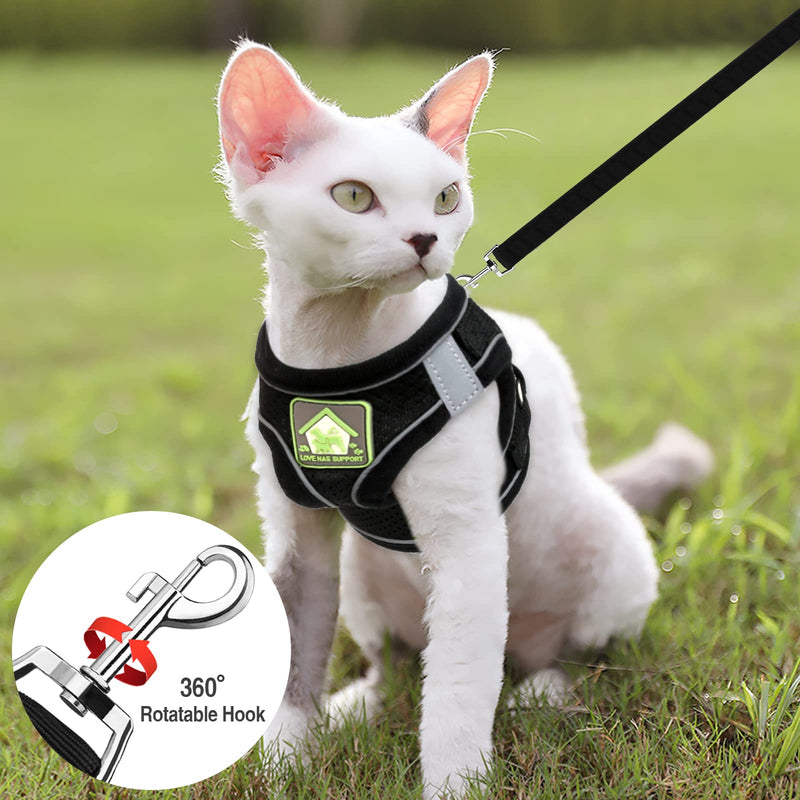 Cat Collars Harnesses and Lead Set Kitten Walking Escape Proof Adjustable Lead Vest Set For Ferret Puppy Rabbit,Kitten Lead and Harness Set with Reflective Strip Breathable Soft Mesh Cat Jacket(XS) XS - PawsPlanet Australia