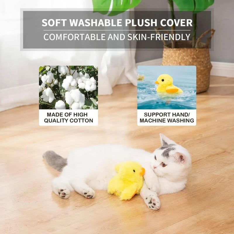 Heim & Tier® Interactive Cat Toy, Yellow Duck Toy for Cats, Rechargeable Plush Cat Toy - PawsPlanet Australia