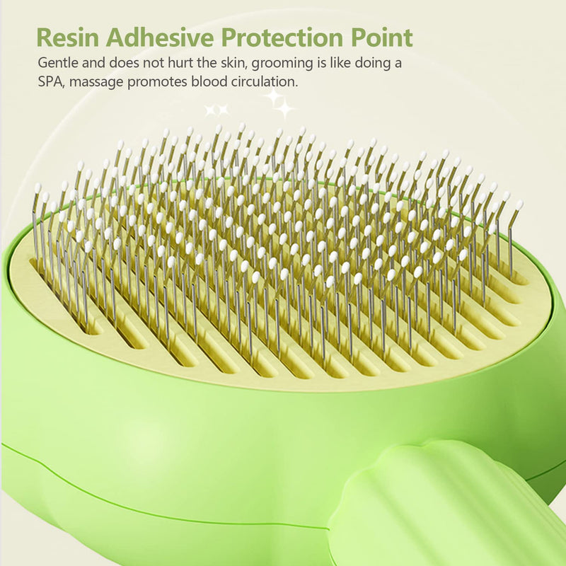 absob pet brushes, self-cleaning cat brush, dog brush for removing loose hair, for cats and dogs with short, medium and long hair (orange) Orange comb + red hair removal brush - PawsPlanet Australia
