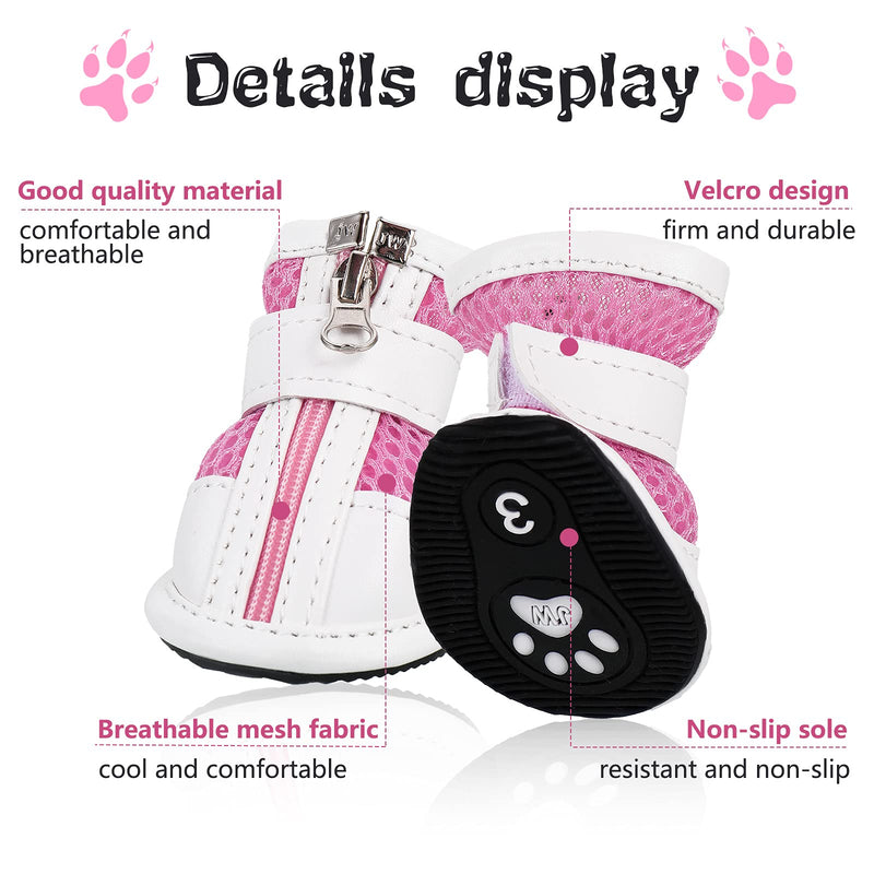 Sadnyy 8 Pieces Mesh Dog Shoes Pet Boots Breathable Dog Shoes for Small Doggy Adjustable Non-Slip Zipper Summer Pet Shoes Pet Paw Protector for Hot Pavement Blue, Pink - PawsPlanet Australia