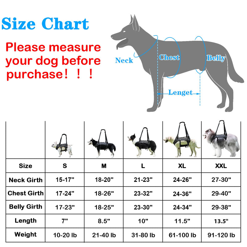 Dog Lift Harness, Full Body Support & Recovery Sling, Pet Rehabilitation Lifts Vest Adjustable Breathable Straps for Old, Disabled, Joint Injuries, Arthritis, Paralysis Dogs Walk Black S - PawsPlanet Australia
