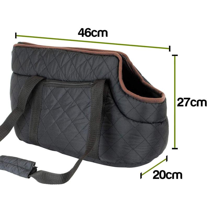 proudpet Quilted Pet Carrier Small Dog Handbag Cat Carry Bag (Black) Black - PawsPlanet Australia