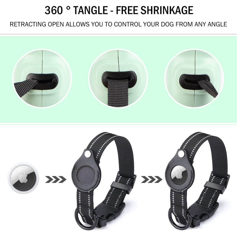 5m Automatic Retractable Dog Lead with Black Collar - PawsPlanet Australia