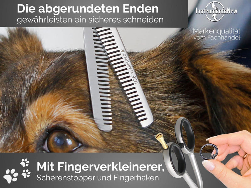 Fur scissors, dog scissors, dog hair scissors, thinning fur, thinning scissors, 30 teeth, double-sided, 2-sided - professional fur hair scissors for animals, 15.24 cm - PawsPlanet Australia