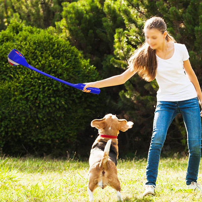 Dog Ball Launcher Toy, Outdoor Durable Tether Ball Multifunctional Dog Throwing Stick, Easy to Catch Training Toys, Pet Supplies, Dog Ball Thrower, Increase Interactivity Blue - PawsPlanet Australia