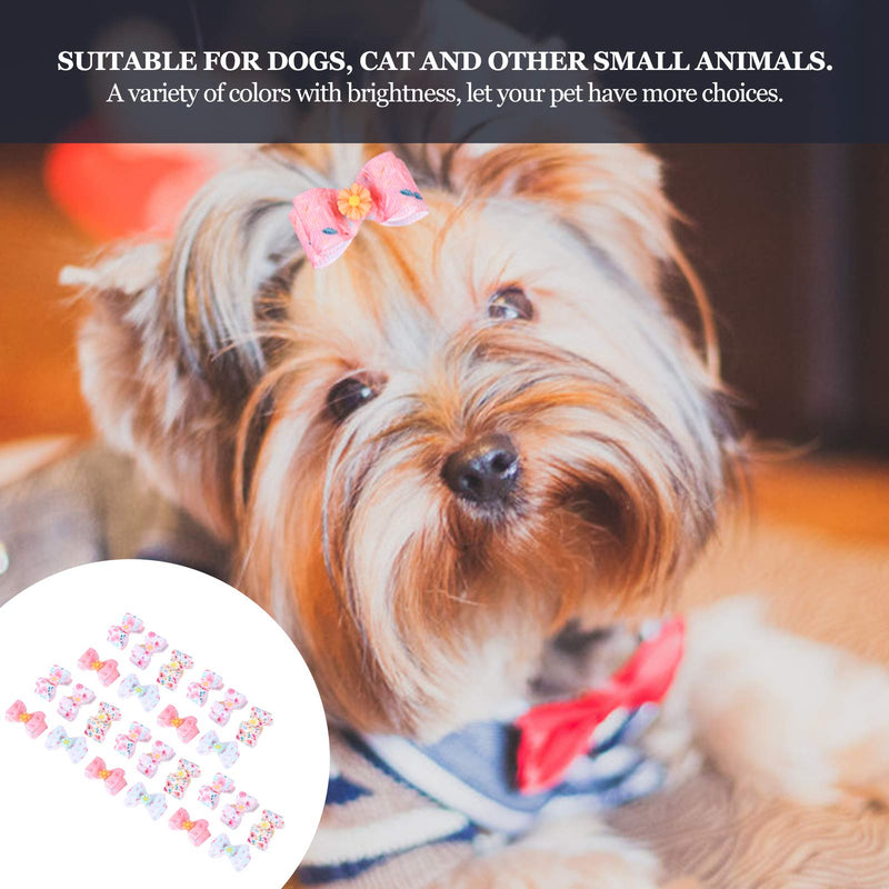 Fdit 25Pcs Small Dog Hair Bows with Elastic Rubber Bands Pet Hair Bows Tie Doggy Kitten Topknot Attachment Pet Hair Grooming Accessories - PawsPlanet Australia